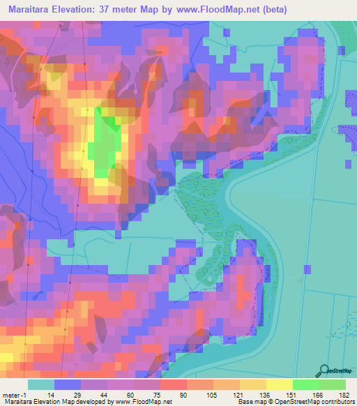 Maraitara,New Zealand Elevation Map