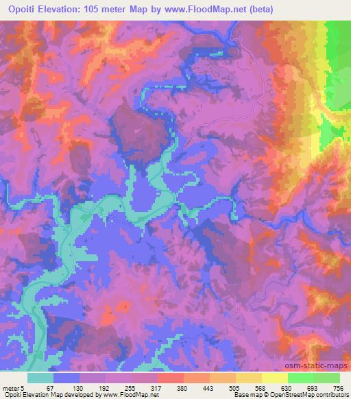 Opoiti,New Zealand Elevation Map