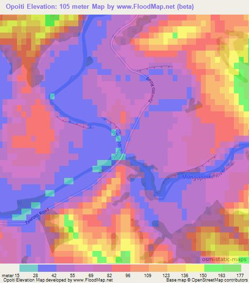 Opoiti,New Zealand Elevation Map