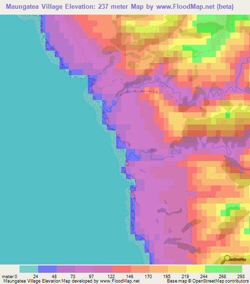 Maungatea Village,New Zealand Elevation Map