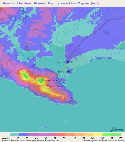 Riverton,New Zealand Elevation Map