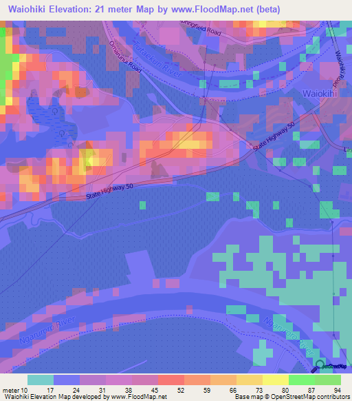 Waiohiki,New Zealand Elevation Map