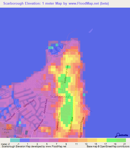 Scarborough,Australia Elevation Map