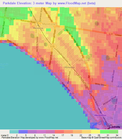 Parkdale,Australia Elevation Map