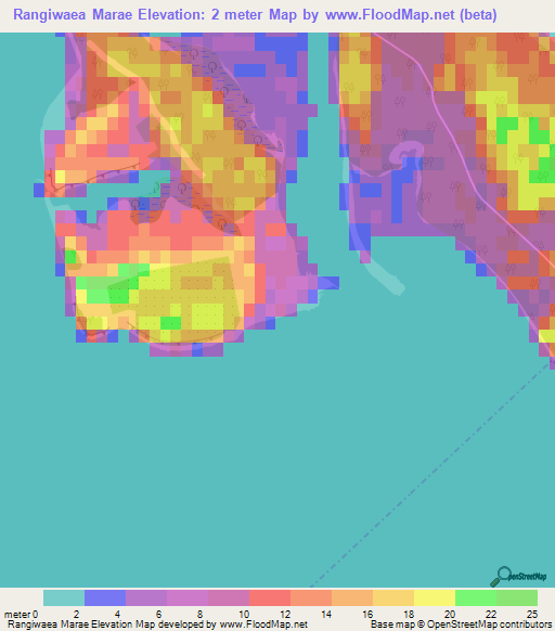 Rangiwaea Marae,New Zealand Elevation Map