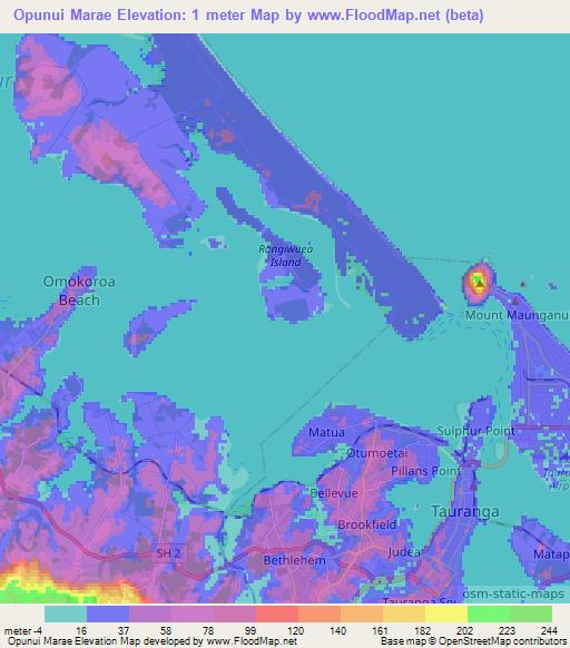 Opunui Marae,New Zealand Elevation Map