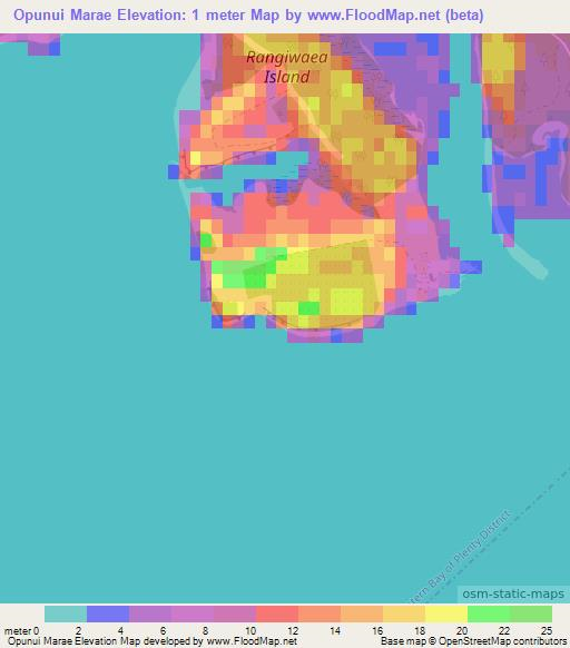 Opunui Marae,New Zealand Elevation Map