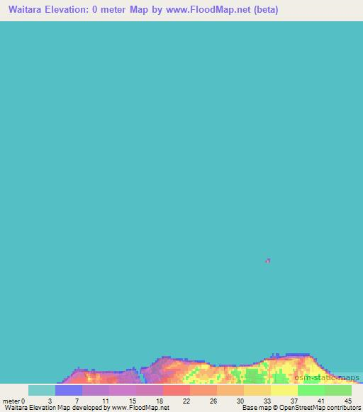 Waitara,New Zealand Elevation Map