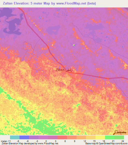 Zaltan,Libya Elevation Map