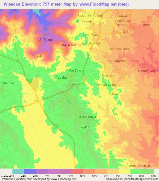 Wisadan,Libya Elevation Map