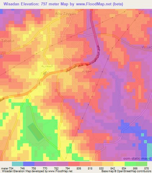 Wisadan,Libya Elevation Map