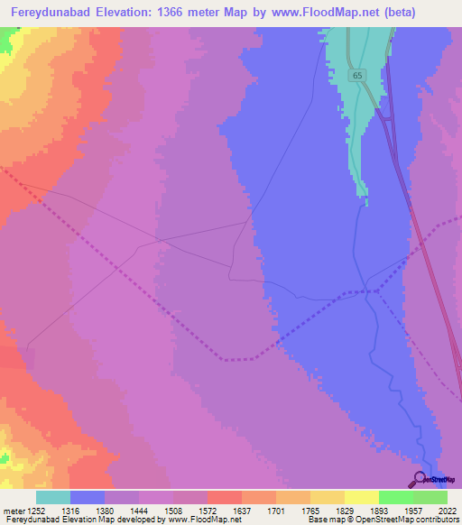 Fereydunabad,Iran Elevation Map