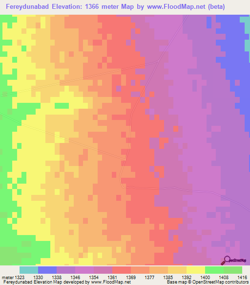 Fereydunabad,Iran Elevation Map