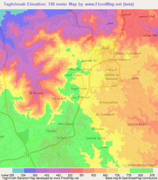 Taghrinnah,Libya Elevation Map