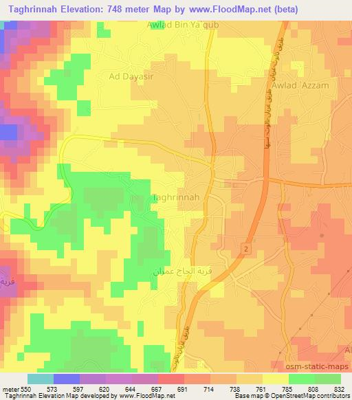 Taghrinnah,Libya Elevation Map