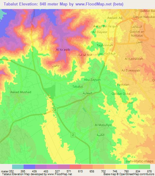Tabalut,Libya Elevation Map