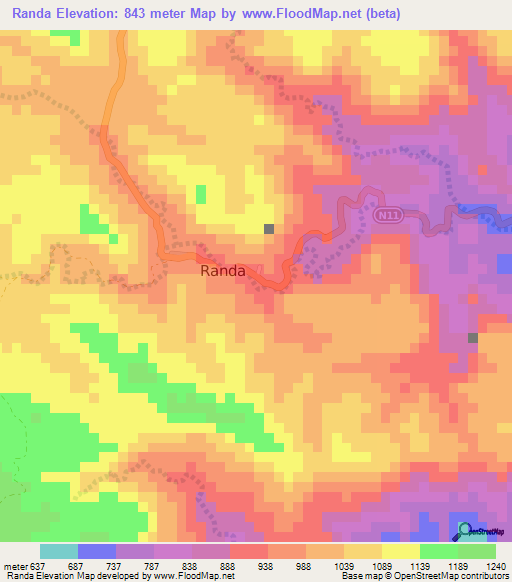 Randa,Djibouti Elevation Map