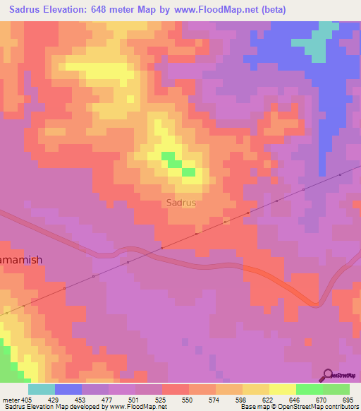 Sadrus,Libya Elevation Map