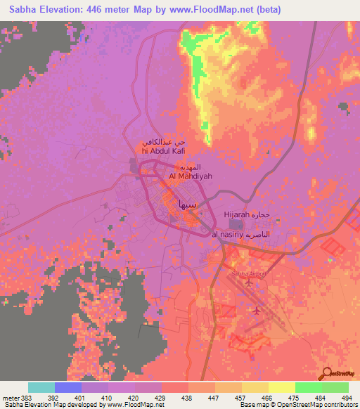 Sabha,Libya Elevation Map