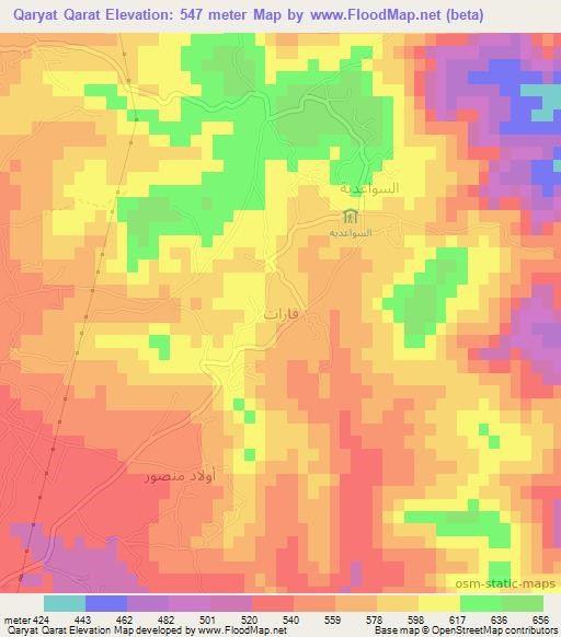 Qaryat Qarat,Libya Elevation Map