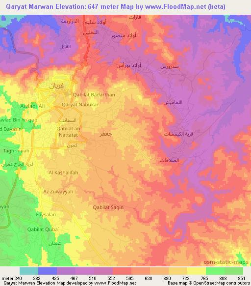 Qaryat Marwan,Libya Elevation Map