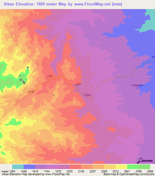 Alkan,Iran Elevation Map