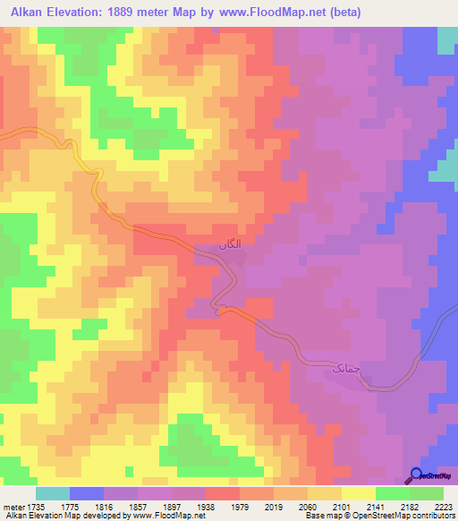 Alkan,Iran Elevation Map