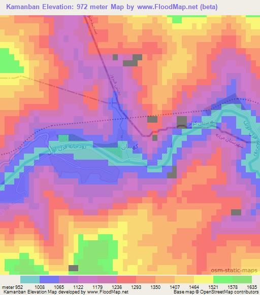 Kamanban,Iran Elevation Map
