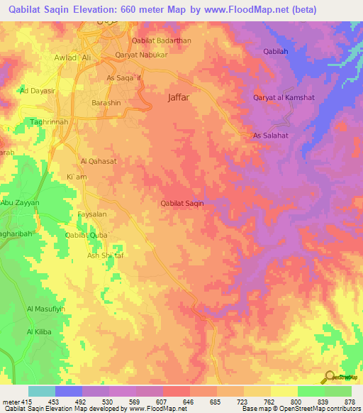 Qabilat Saqin,Libya Elevation Map
