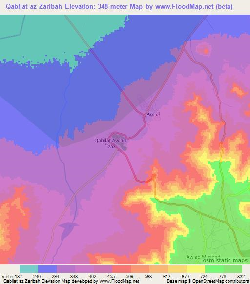 Qabilat az Zaribah,Libya Elevation Map