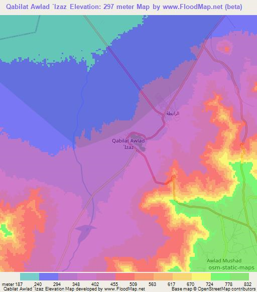 Qabilat Awlad `Izaz,Libya Elevation Map