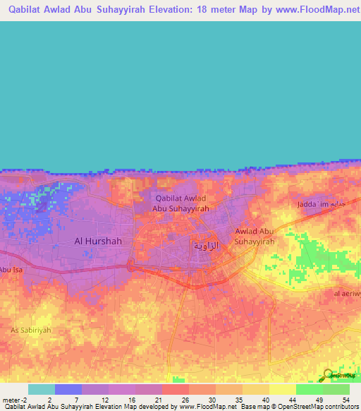 Qabilat Awlad Abu Suhayyirah,Libya Elevation Map