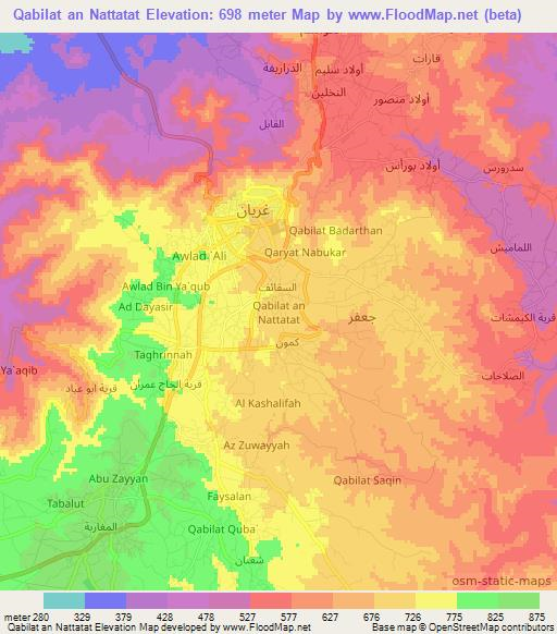 Qabilat an Nattatat,Libya Elevation Map
