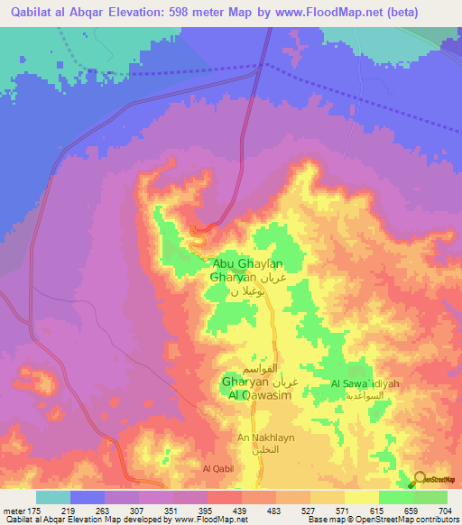 Qabilat al Abqar,Libya Elevation Map