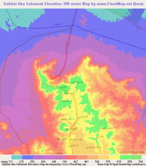 Qabilat Abu Sahamah,Libya Elevation Map