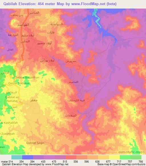 Qabilah,Libya Elevation Map