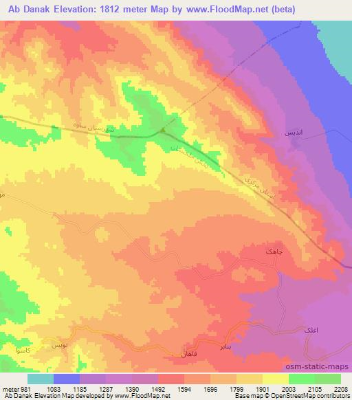 Ab Danak,Iran Elevation Map