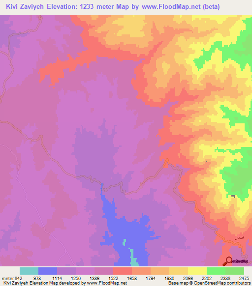 Kivi Zaviyeh,Iran Elevation Map