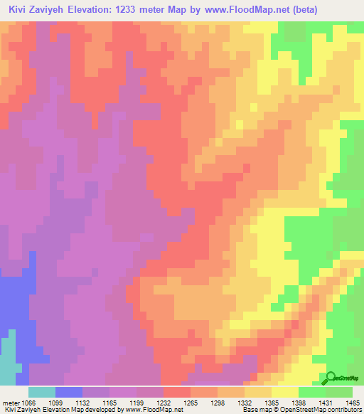 Kivi Zaviyeh,Iran Elevation Map