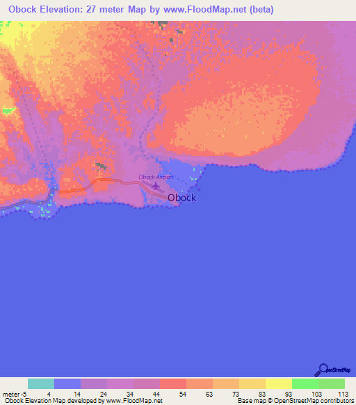 Obock,Djibouti Elevation Map