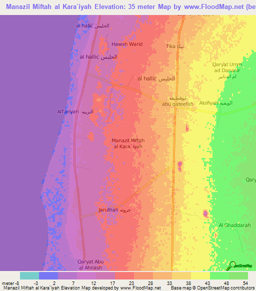 Manazil Miftah al Kara`iyah,Libya Elevation Map