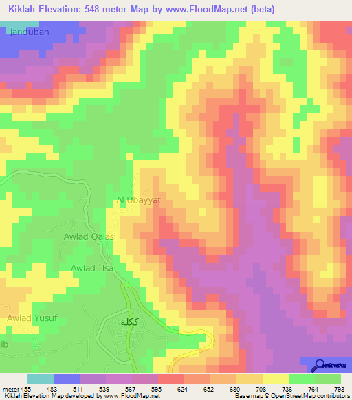 Kiklah,Libya Elevation Map