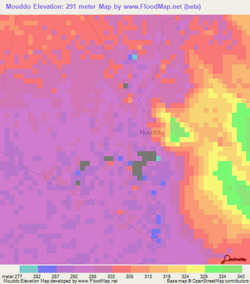 Mouddo,Djibouti Elevation Map