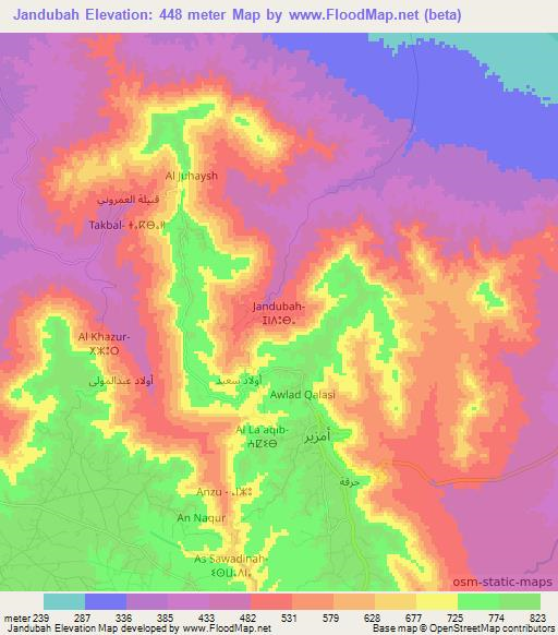 Jandubah,Libya Elevation Map