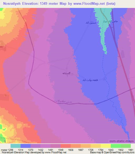 Nosratiyeh,Iran Elevation Map