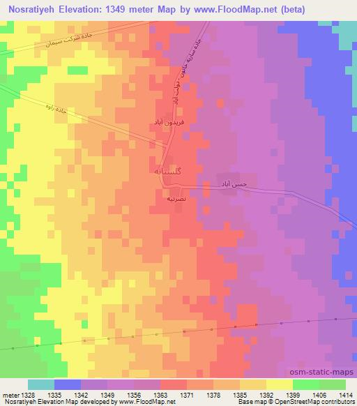 Nosratiyeh,Iran Elevation Map