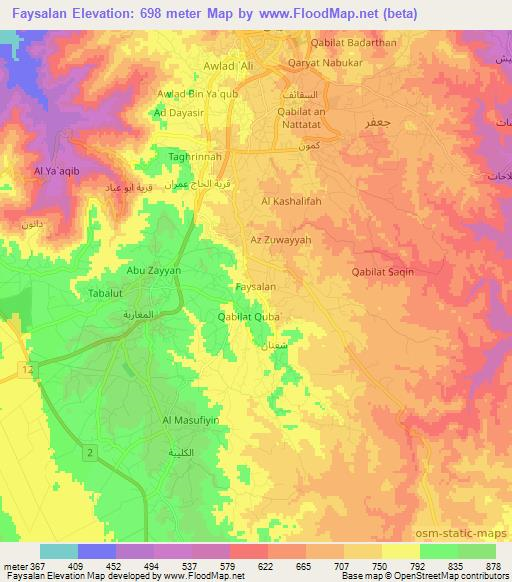 Faysalan,Libya Elevation Map