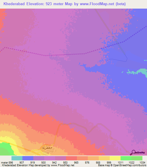 Khederabad,Iran Elevation Map
