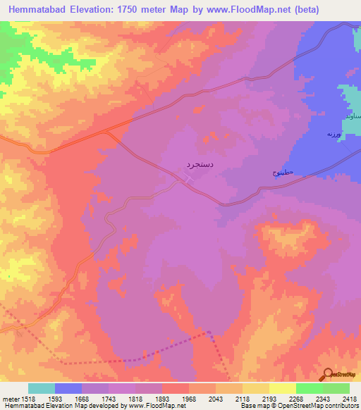 Hemmatabad,Iran Elevation Map