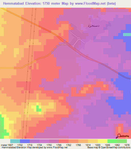 Hemmatabad,Iran Elevation Map